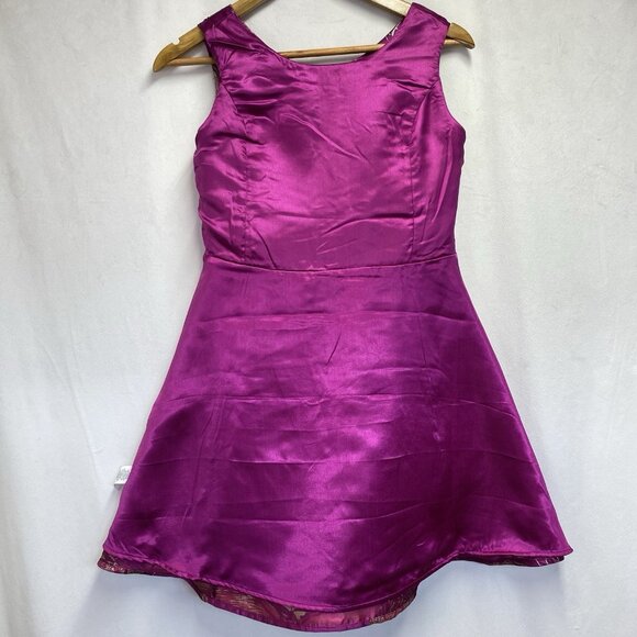 Place Sleeveless Jacquard Fit & Flare Dress Girls 16 Magenta Metallic Floral New - Picture 4 of 15